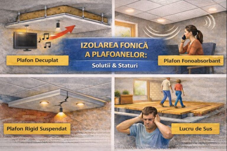 izolare fonică tavan suspendat decuplat comparativ cu plafon fonoabsorbant